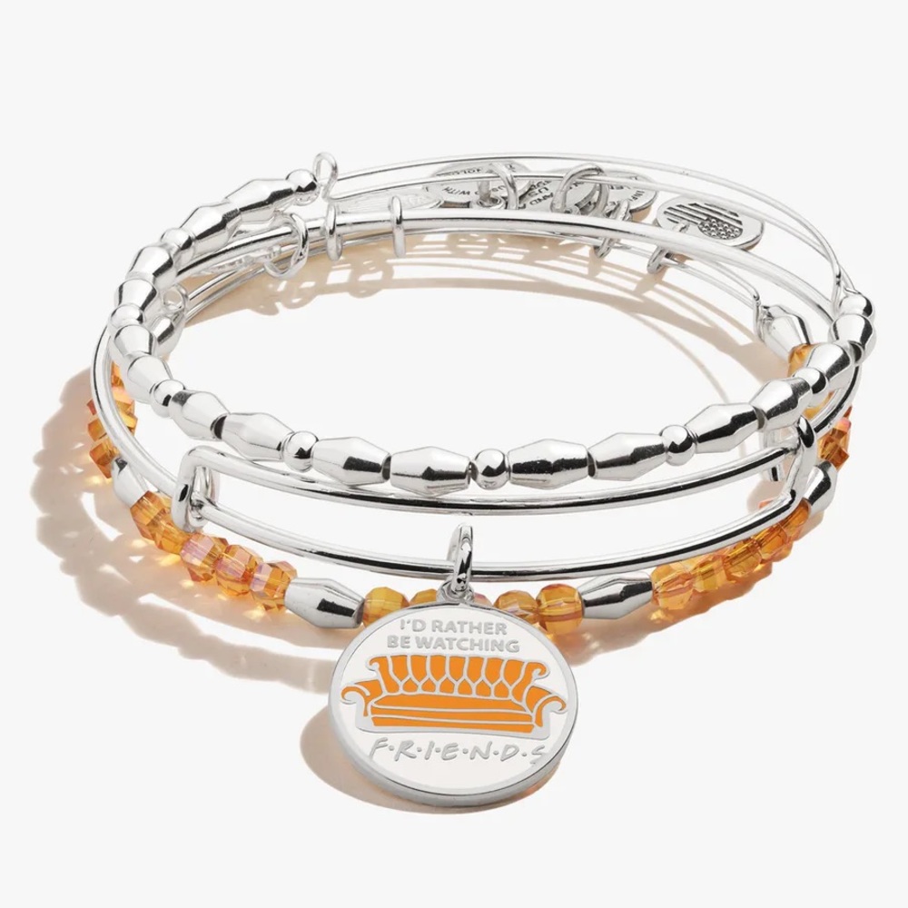 NWT & NIB Alex & Ani “I’D RATHER BE WATCHING FRIENDS” set of 3 Bangle Bracelets